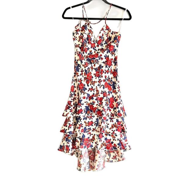 Betsey Johnson Dresses & Skirts - Betsy Johnson Silk Floral Print Dress Tie Neck Size 4